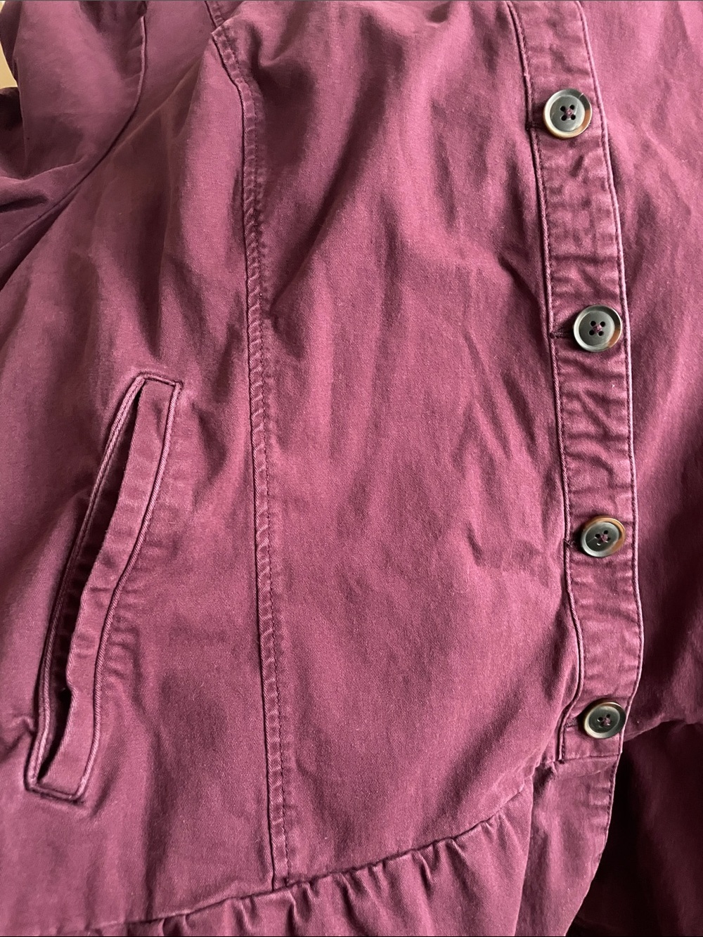 Lane Bryant Plum Button-Front Jacket, Ruffle Bottom - Picture 7 of 8